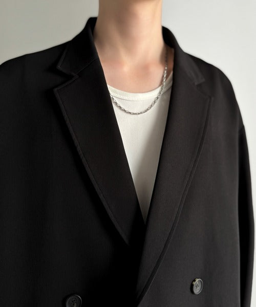 【Classical Origin】「大人の風格。」ダブルテーラードオーバーサイズジャケット/Double-breasted tailored oversized jacket ao1070184