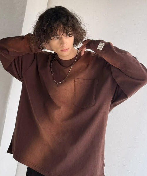 《JaVaジャバコラボ》垢抜け！大人のストリートstyleを作る。綿100％スプレーダイオーバーサイズTシャツ（長袖） jm1020358