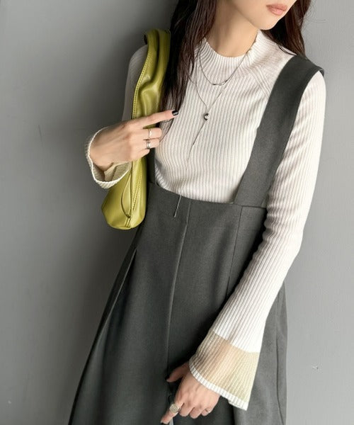 楽にシルエット美人。ワンタックワイドシルエットサロペットパンツ ce1265022