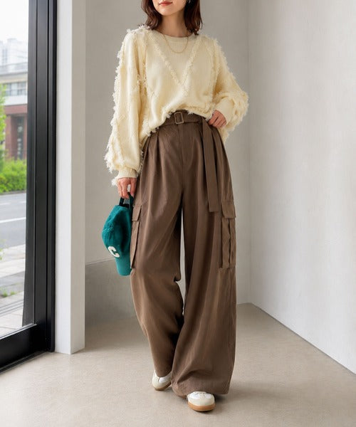 一着で、ラフなのにキレイを叶える◎2タックロングベルト付きカーゴパンツ ce0940264