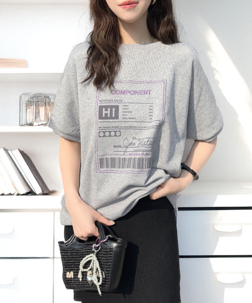 大人カジュアルの新定番。前後2wayグラフィック刺繍＆プリント裏毛スウェットトップス（半袖） ce1260367