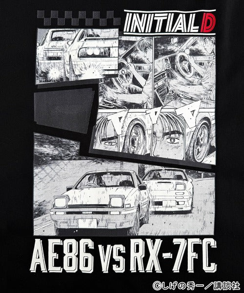 《頭文字D × JaVaコラボ》藤原拓海 vs 高橋兄弟 秋名バトルシーン グラフィック 半袖Tシャツ 【接触冷感・UVカット機能付き素材】 jo1150092