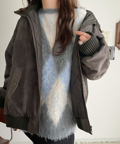 《JaVaジャバコラボ》甘辛バランスで“大人可愛い”を格上げ。リブタートル オーバーサイズスウェードブルゾン jv1240099