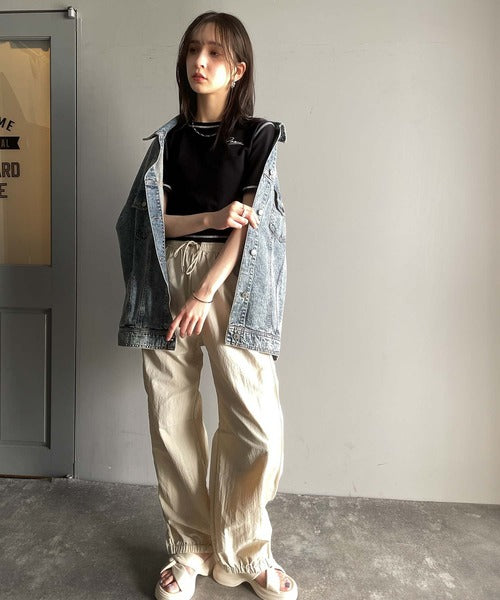 1枚で今っぽデザイン♪PAEAN刺繍配色ステッチチビTシャツ（半袖） ce1020200