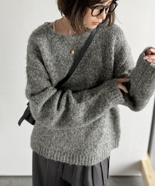 【Classical Origin】「深みのある大人に。」クルーネックミックスカラー糸ニット（長袖）/Crew neck mixed color knit ao1020308