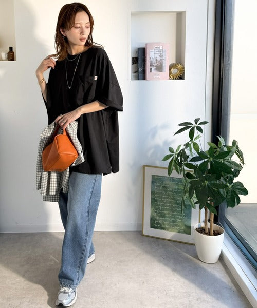 《JaVaジャバコラボ》大人のこなれ感漂う。 綿100％ビッグポケットオーバーサイズTシャツ（半袖） jv1260540
