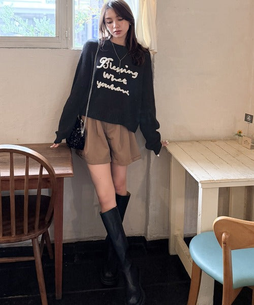 【mily bilet】デイリースタイルを華やかに彩る。コード刺繍ネップニットプルオーバー mi1359018