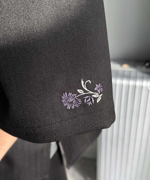 「高見え確定。」刺繍デザインジップシャツ／Embroidered Design Zip Shirt co1010043
