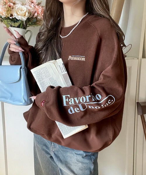 《Javaジャバコラボ》抜け感纏い、センスで遊ぶ。ロゴ袖刺繍＆グラフィック裏起毛プルオーバー jv1050328