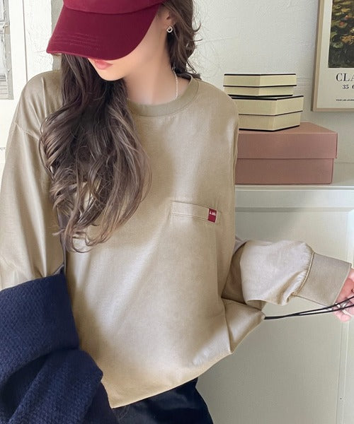 《JaVa ジャバコラボ》シンプルなのに格上げ。綿100％シルケット素材裾ドロストオーバーサイズTシャツ（長袖） jv1050408