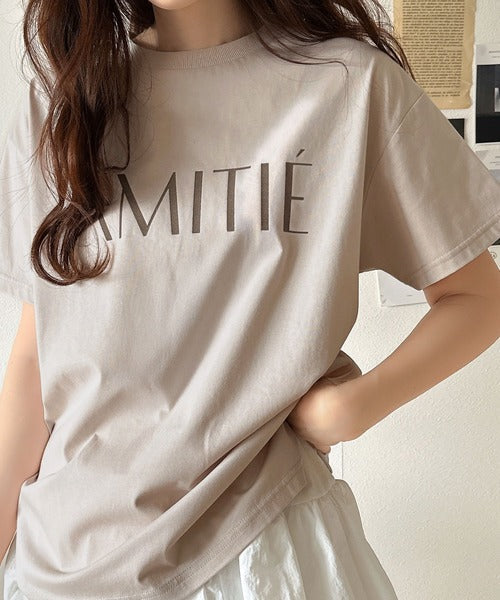 ワンランク上の大人シンプルベーシック。シルケット加工フロッキープリントTシャツ（半袖） ce1020202