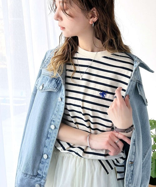 《Javaジャバコラボ》【sustaina+】大人の上級シンプル。滑らか綿100％ワンポイント刺繍Tシャツ jv1260113