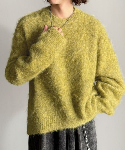 【Classical Origin】「深みのある1着。」ミックスシャギー素材クルーネックセーター／Mixed Shaggy Crew Neck Sweater co0780010
