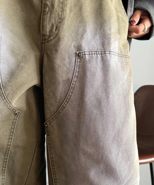 【Classical Origin】「無骨さを纏う。」綿100％ダック素材ダブルニーデザインパンツ／Duck Fabric Double Knee Detail Pants co1150058