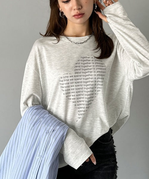 【mily bilet】 ハートが映える♪大人カジュアルMIX◎ハートグラフィック指穴ロングTシャツ mi1029154