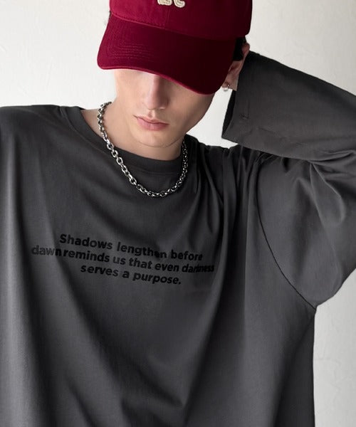 【classical origin】「シンプルが、いい」。綿100％シルケット風シンプル英字ロゴTシャツ（長袖）/ 100％ cotton simple English letters printed logo t-shirt ao1330056