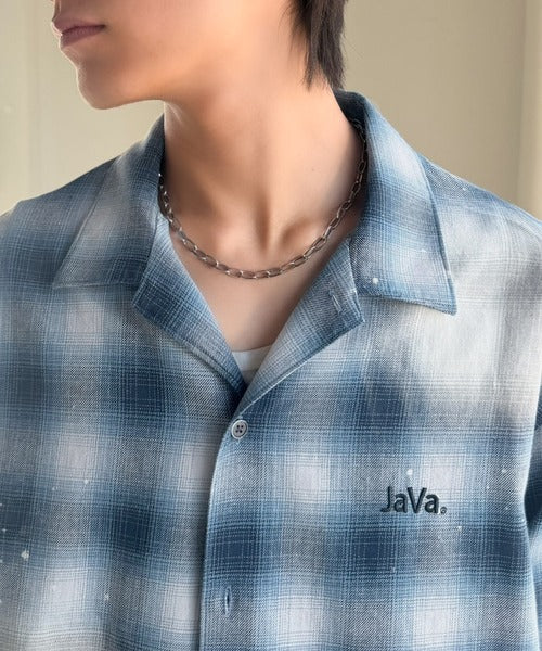 《JaVaジャバコラボ》個体差を愉しむ1点モノ。ヴィンテージ加工 オンブレーチェック柄シャツ (半袖) jo1320025