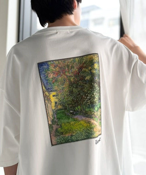《ゴッホ絵画グラフィック》ステッチ刺繍MIXデザイン 高機能半袖Tシャツ【接触冷感・UVカット機能付き】【JaVaジャバコラボ】 jo1150093