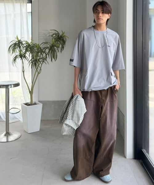 《JaVaジャバコラボ》【接触冷感・吸水速乾機能付き】便利なBIGポケット＆裾ドローコード付き！高機能マイクロメッシュTシャツ jo1150091