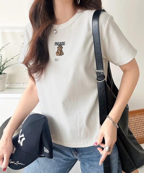 可愛いだけとは言わせない！刺繍コンパクトフライスTシャツアニマルシリーズ（半袖） ce1050360