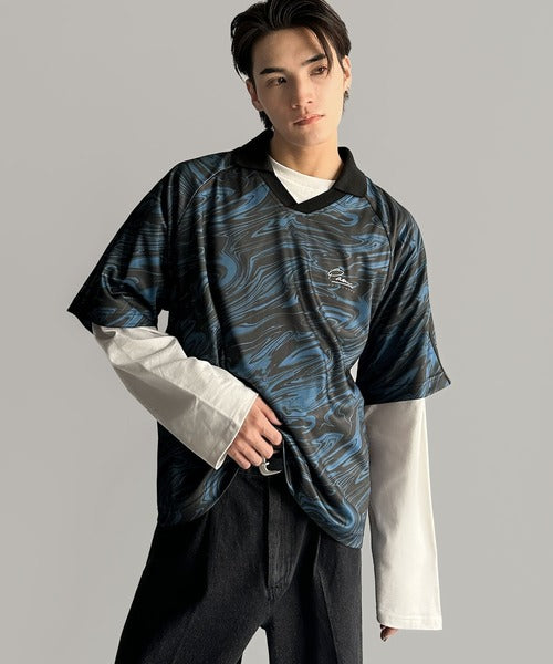 《JaVaジャバコラボ》ラインストーン使い総柄ゲーム半袖Tシャツ jo1150023