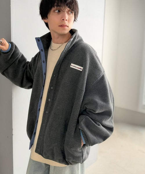 《JaVaジャバコラボ》いつものカジュアルをアップデート。ふんわり暖か配色フリースブルゾン（オーバーサイズ） jm1050393