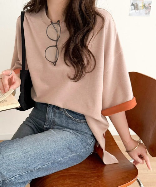 《JaVaジャバコラボ》ゆるシルエットに、ひとさじのアクセント。オーバーサイズ配色BIGTEE jv1110190