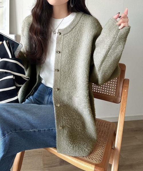 絶妙な配色がお洒落心をくすぐる！ダブルフェイスフェザーカーディガン ce1020286