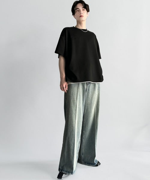 Logo Rhinestone Design Dolman Oversized Tee／ラインストーンロゴ使いドルマンオーバーサイズTシャツ co1010003