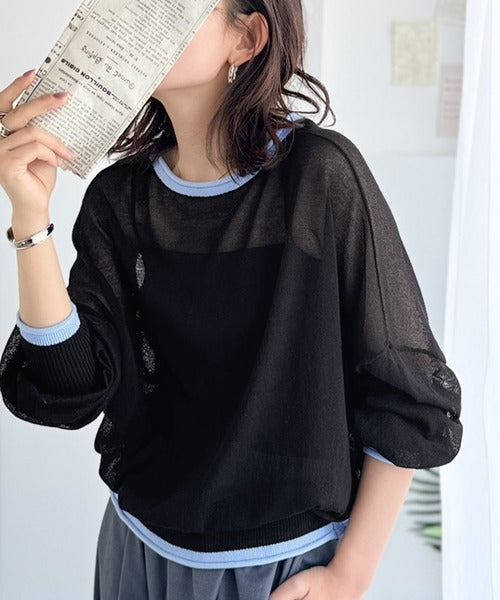 トレンドの配色ラインが目を惹く。前後2wayドルマンシアーカーディガン（長袖） ce1020352