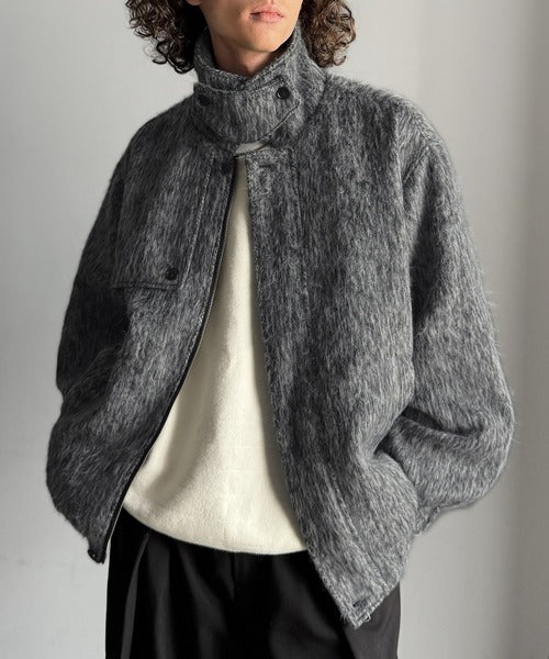 シャギーファー素材2way襟デザインブルゾン／Shaggy Fur 2-Way Collar Design Blouson co1150082