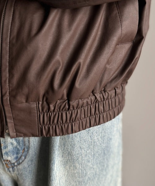 【Classical Origin】High-Neck Leather Track Jacket／ハイネックレザートラックジャケット co1150040