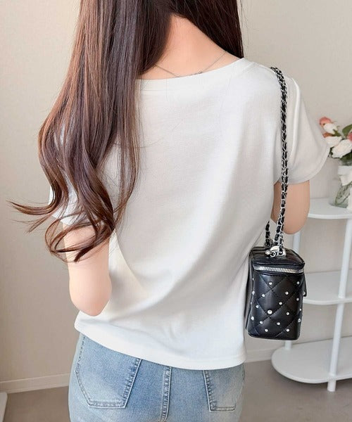 【mily bilet】スタイルよく、着心地いい。絶対使えるシンプルT♪ワッペンコンパクトTシャツ（半袖） mi1329084