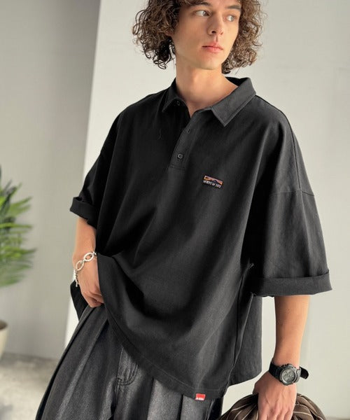 《JaVaジャバコラボ》ヘビロテ確定。綿100％ヘビーウェイト素材スーパーワイドシルエット衿ポロシャツ jo1320009