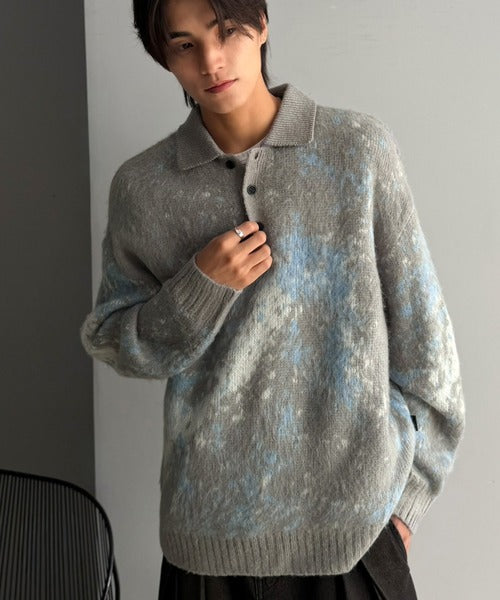 【Classical Origin】「まるで毛布。」モヘアライクシャギー素材ニットポロシャツ／Mohair-Like Shaggy Knit Polo Shirt co0780004