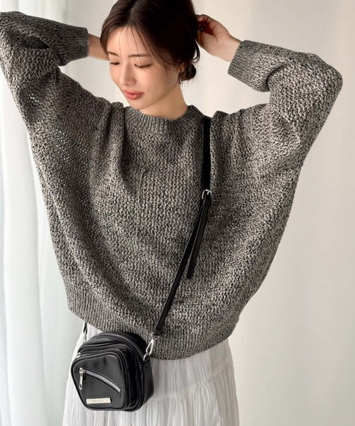 《JaVaジャバコラボ》肌見せも着心地も、大人仕様。ルーズシルエットメッシュ編みニット（長袖） jv1380001