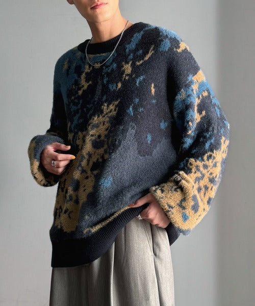 【classical origin】ニュアンス柄Wジャガードシャギーニット／Nuanced Pattern Double Jacquard Shaggy Knit ao1260497