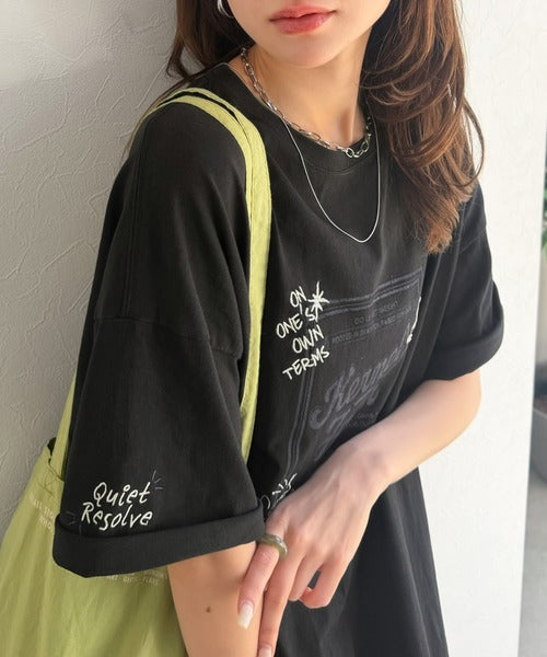 《JaVa ジャバコラボ》ゆるっと１枚コーデの主役♪綿100%ヴィンテージプリント半袖刺繍ワンピース jv1260623