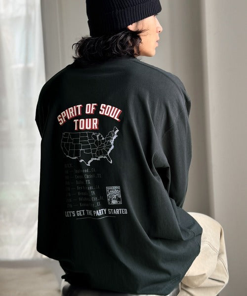 《JaVaジャバコラボ》「前後抜かりなし。」綿100%レコード盤レトロツアーロゴTシャツ（長袖） jo1150065