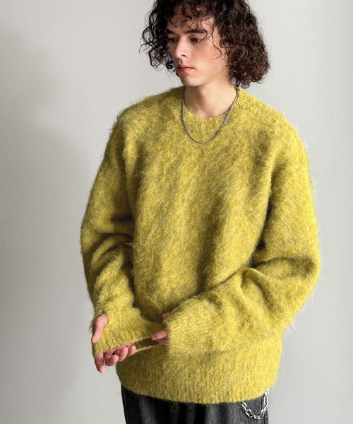 【Classical Origin】「深みのある1着。」ミックスシャギー素材クルーネックセーター／Mixed Shaggy Crew Neck Sweater co0780010
