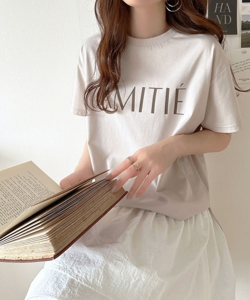 ワンランク上の大人シンプルベーシック。シルケット加工フロッキープリントTシャツ（半袖） ce1020202