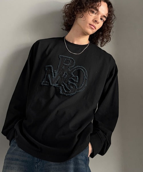 【Classical Origin】「一軍確定。」フリンジパッチワーク使いリラックスTシャツ／Fringe and Patchwork Relaxed T-Shirt co1320004