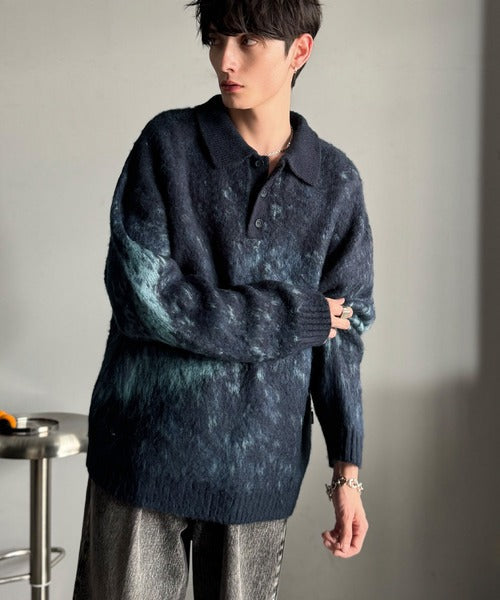【Classical Origin】「まるで毛布。」モヘアライクシャギー素材ニットポロシャツ／Mohair-Like Shaggy Knit Polo Shirt co0780004