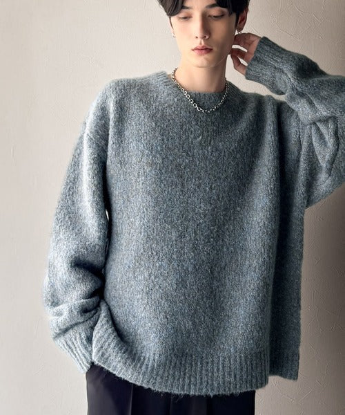 【Classical Origin】「深みのある大人に。」クルーネックミックスカラー糸ニット（長袖）/Crew neck mixed color knit ao1020308