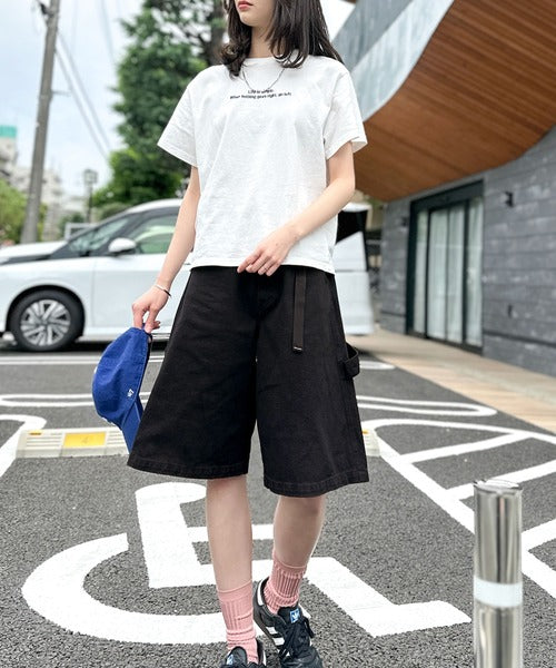 「新定番ハーフデニム。」ベルトデザイン ペインター ハーフデニムパンツ／Belted Design Painter Half Denim Pants co1150029