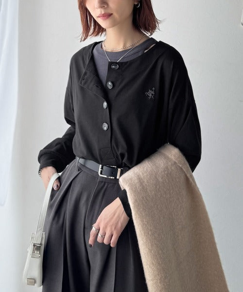 着回し力抜群♪リラックスシルエットで程よい抜け感◎胸刺繍ヘンリーネックトップス ce1020324