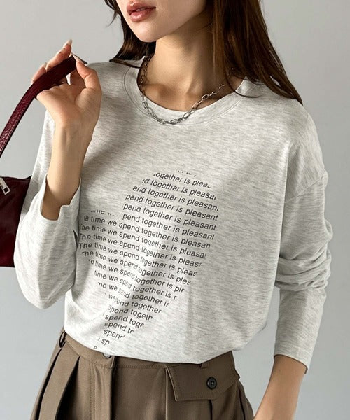 【mily bilet】 ハートが映える♪大人カジュアルMIX◎ハートグラフィック指穴ロングTシャツ mi1029154