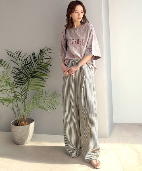 《JaVaジャバコラボ》キャッチーな個性派スタイル。綿100％前後2wayアシッドウォッシュビッグロックTシャツ(半袖） jv1260545