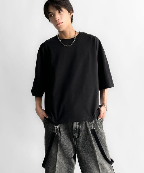 Belt Design Transformable Cropped T-Shirt／脱着式ベルトデザインショート丈Tシャツ co1150015