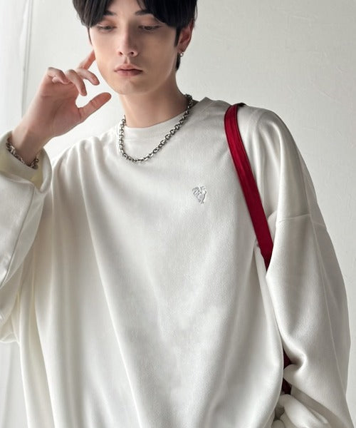 【Classical Origin】「やっぱりビッグシルエット！」スウェードポンチ素材ビックシルエットトレーナー（長袖）/Suede material big silhouette sweatshirt co1010030